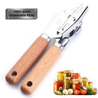 Abrebotellas Ergonómica De Acero Inoxidable Con Mango De Madera Profesional Abrejar Manual Eco-amigable Accesorio De Cocina - details 2