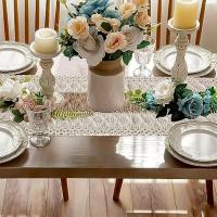 Corredor De Mesa Boho 182.88 Cm Largo Color Crema Y Marrón Macramé Con Borlas Blends De Poliéster Para Decoración De Hogar Estilo Rustico Farmhouse - details 2