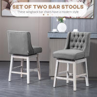 HOMCOM Juego de 2 Taburetes de Bar con Respaldo, Giratorios 180°, Taburetes Altos de Cocina con Reposapiés, Patas de Madera, para Salón, Comedor - details 8