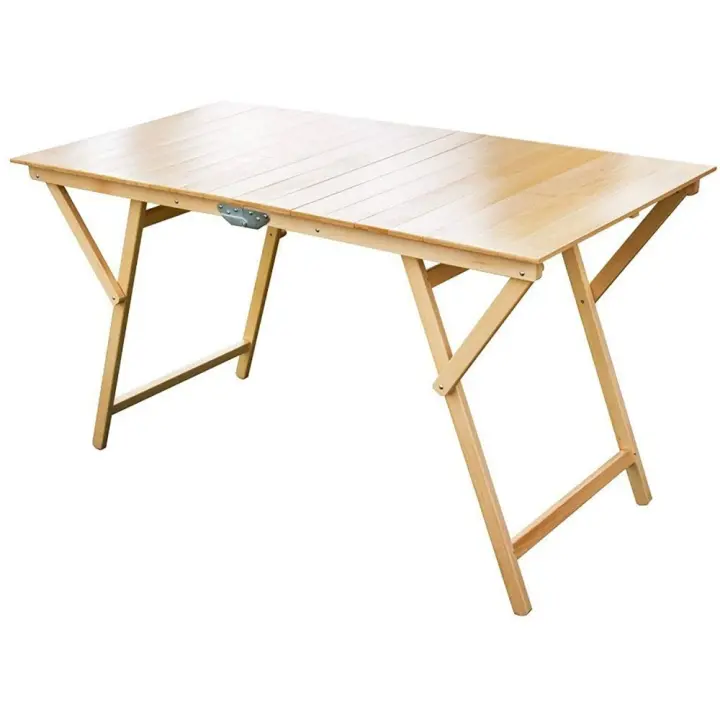 Mediawavestore Mesa Plegable de Madera Natural para Jardín 140x70cm - 1
