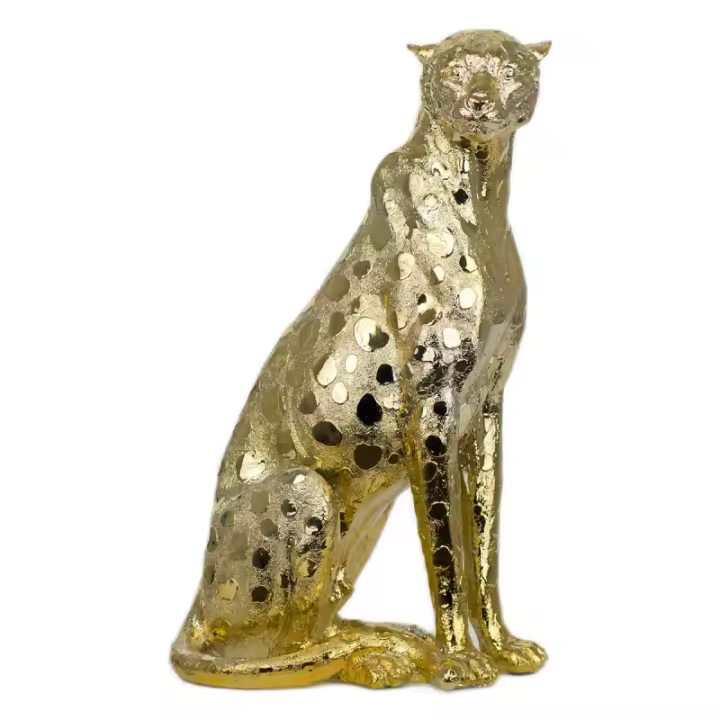SIGNES GRIMALT Figura Leopardo Dorado Resina 38x15x19cm Decoración Moderna - 1