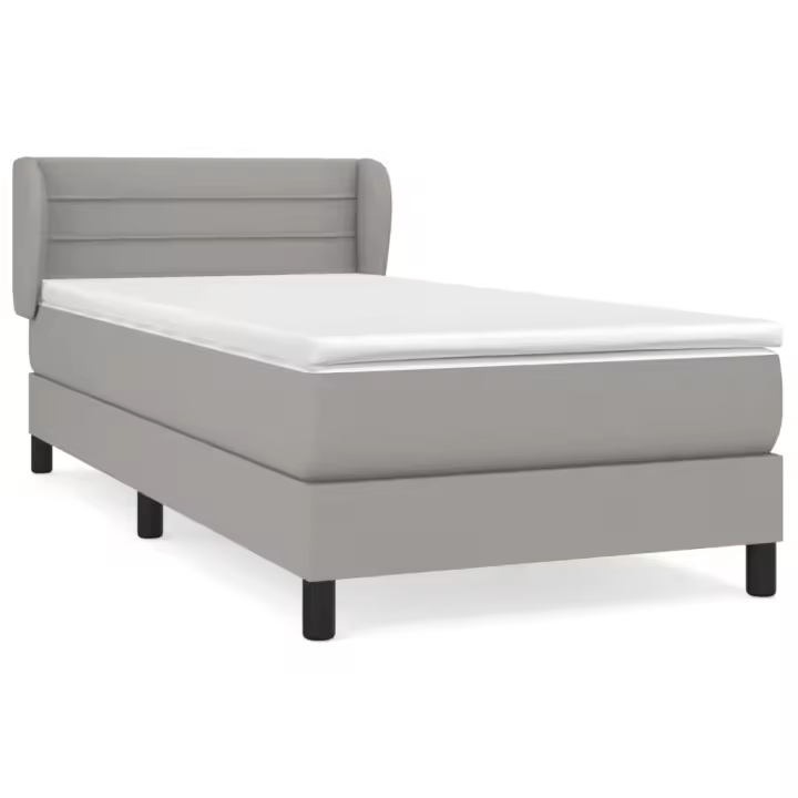 vidaXL Cama box spring con colchón tela gris claro 80x200 cm - 1