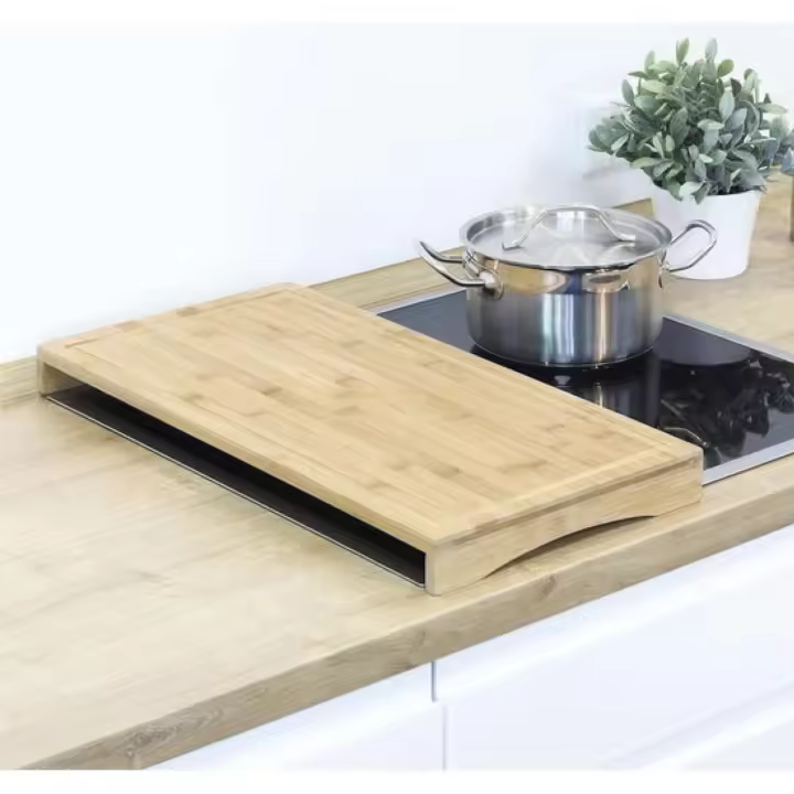 Tabla de Cortar de Madera de Bambú Multiusos para Cocina, Ideal como Cubre Vitrocerámica y Protector de Encimera – 28x54x4,5 cm - 1