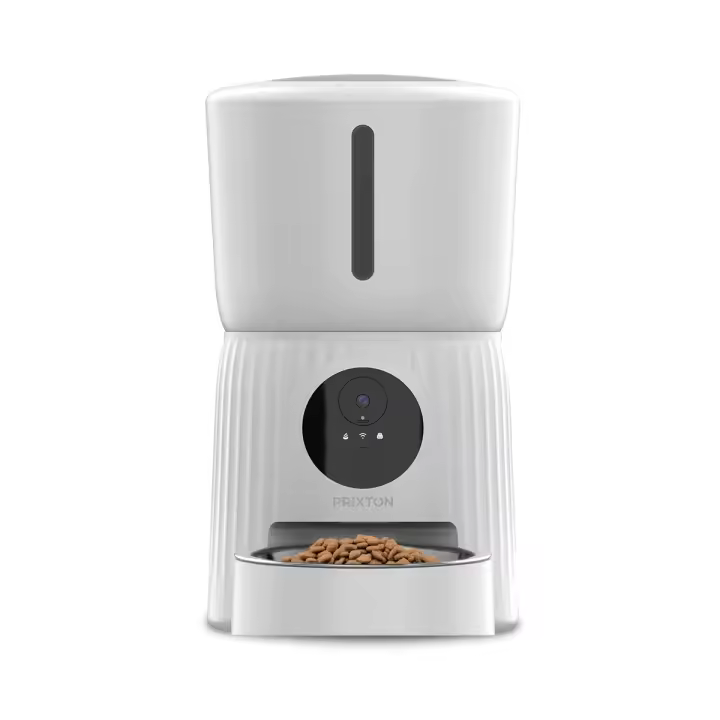 PRIXTON Comedero Inteligente para mascotas Automatic Pet Feeder FF100 con WiFi, Cámara Full HD 1980x1080P, Depósito de 4L, App móvil, Programable, Audio Bidireccional, Grabación de Voz - 1