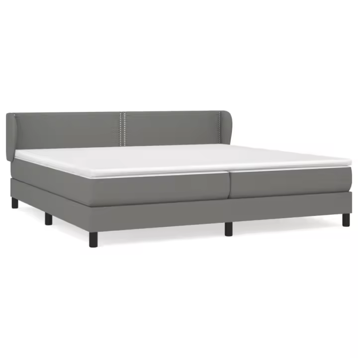 vidaXL Cama box spring con colchón tela gris oscuro 200x200 cm - 1