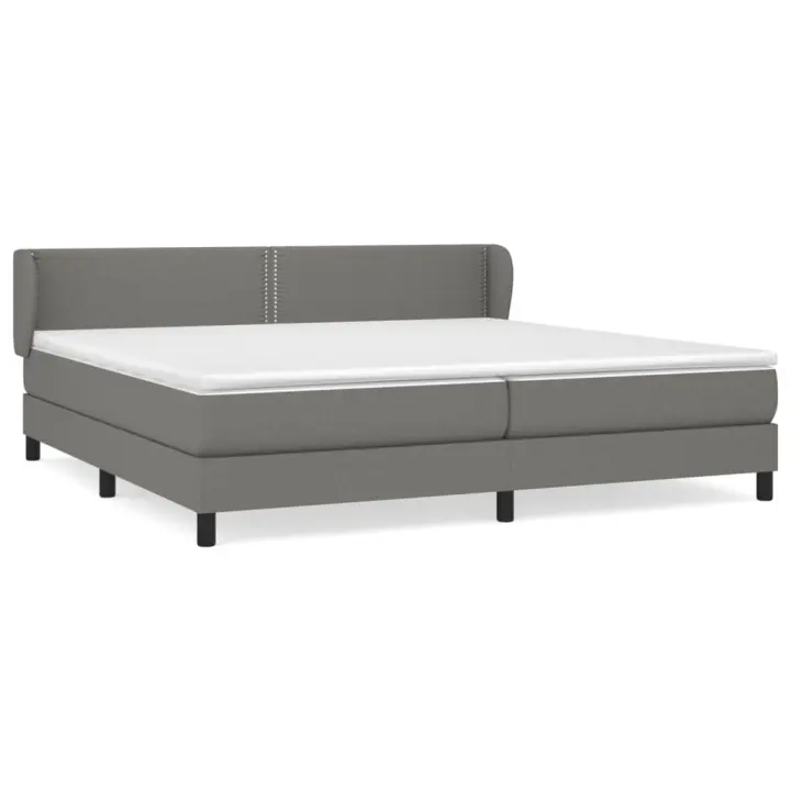 vidaXL Cama box spring con colchón tela gris oscuro 200x200 cm - 1