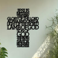 Arte De Pared Cruz De Hierro 2D Plana 1pc Tema Cristiano Con Versículos De Escritura Inspiracional Estilo Estatua Y Escultura - details 7