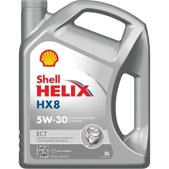 Shell - Aceite de motor Helix HX8 ECT 5W30 100% sintético Low SAPS para vehículos con filtro de partículas diésel (DPF), 5 L, ahorro de combustible y baja fricción - 1