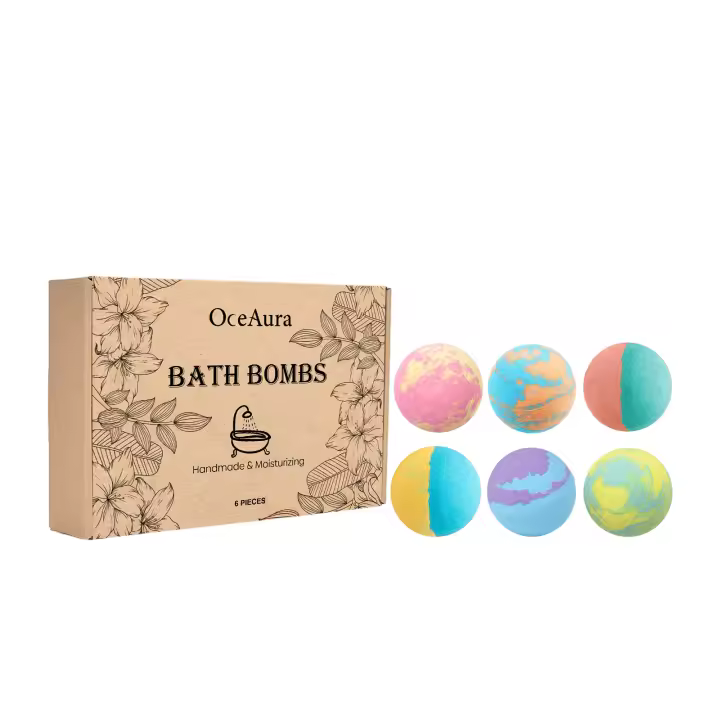 Set de Bombas de Sales de Baño Oceaura: Suave e Hidratante, Limpieza Corporal Floral, Fragancia Duradera, Bombas de Baño Confortables. - 1