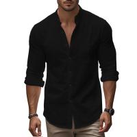 Camisa De Hombre Para Primavera Y Verano Algodón Y Lino Estilo Slim Casual Hawaii Color Sólido Transpirable Tops Versátiles - details 7