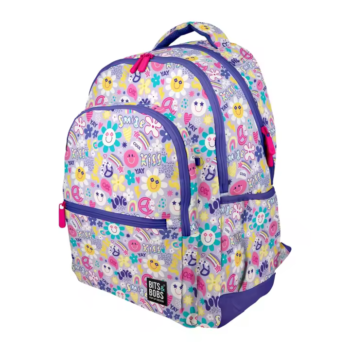 Grafoplás - Mochila Escolar 3 Cremalleras con Divisor para Portátil. Adaptable Carrito. Smile - 1