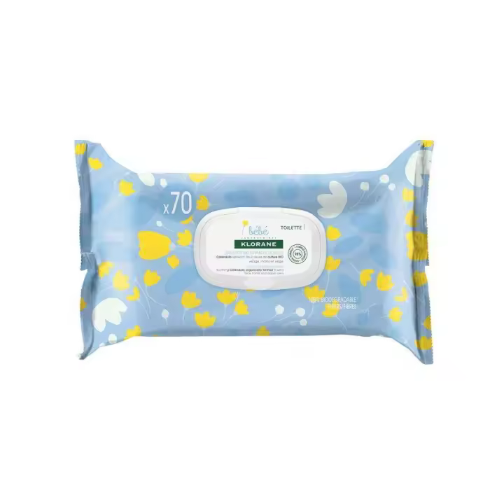 Klorane baby soft cleansing wipes 70 units triple - 1