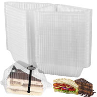 100Pcs Cajas De Tarta De Plástico Con Tapa Caja De Postre Individual Cuadrada Y Pilaable Para Cupcakes Translúcida - details 10
