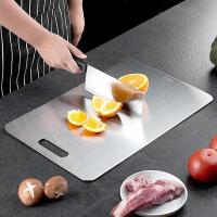 Tabla De Corte De Acero Inoxidable De Grado Alimenticio Doble Cara Rectangular Bloque De Picar Frutas Y Carne Soporte Ecológico - details 3