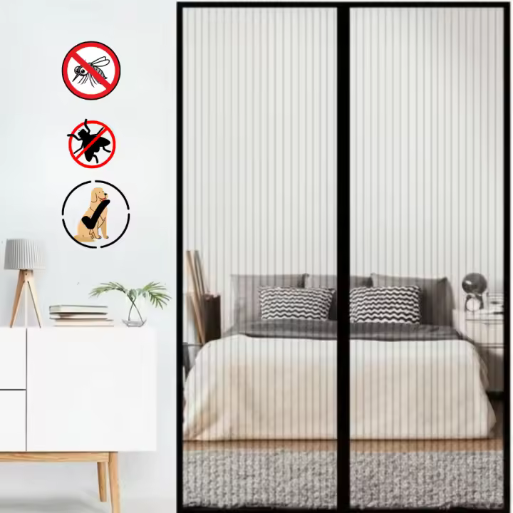 Mosquitera de Malla con Cierre Magnético Completo - Fácil Instalación sin Taladros para Puerta 90x210 cm, 120x220 cm,140x240 cm, 140x280 cm - 1