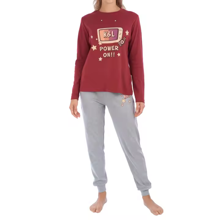 Kisses and Love-Pijama Mujer Algodón de Manga Larga KLP1 - 1