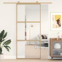 vidaXL Puerta Corredera Panel de Hogar Vidrio ESG Transparente y Aluminio Color Dorado, Dorado y mate, Blanco y transparente y mas - details 0
