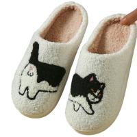 Zapatillas De Mujer Invierno Interior Cálidas Y Ligeras Con Dibujo De Gato Lindo Suela Suave Transpirable Zapatos De Piel De Plush Para Descansar En La Habitación Pareja - details 2