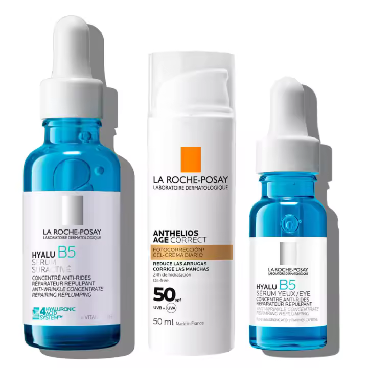 Rutina La Roche Posay Hyalu B5 Sérum Ojos 15 ml + Hyalu B5 Suractivated Sérum 30 Ml + Anthelios Spf50+ Age Correct 50ml Pack - 1