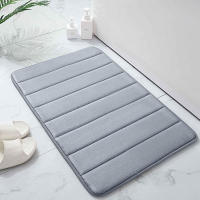 Alfombra De Piso De Espuma De Memoria Con Estampado Rayado Y Sólido Antideslizante Y Absorbente Para Baño Y Toilette - details 2