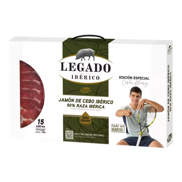 Estuche de Jamón Ibérico de Cebo 50% Raza, Sin Lactosa, Marca Legado ElPozo, 750 Gr - 1