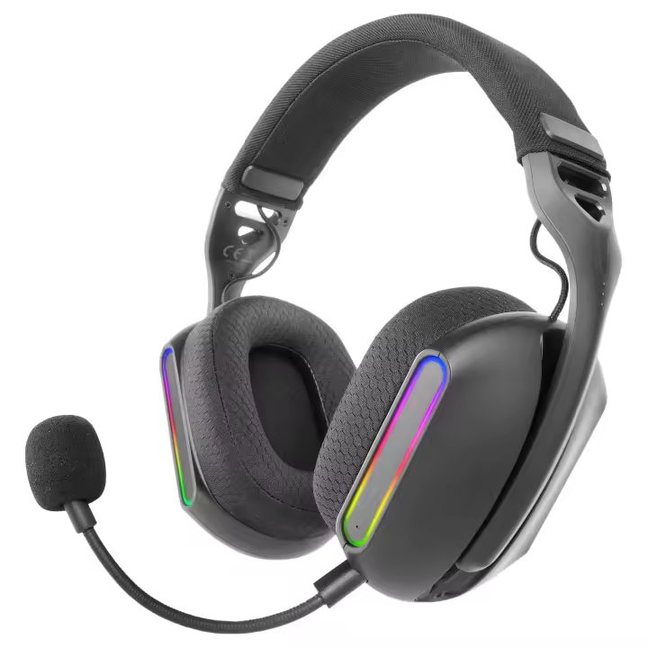 Mars Gaming MHW-PRO, Auriculares Gaming Inalámbricos ARGB Flow, Sonido 3D Envolvente 7.1, Bluetooth 5.3 + 2.4GHz + Jack 3.5mm, Diseño Ergonómico Ultraligero, Micrófono Dual, Multiplataforma, Cascos PC Negros o Blancos