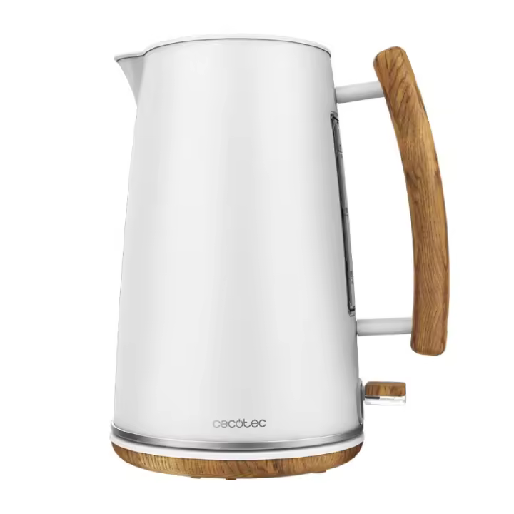 Cecotec Hervidor de Agua ThermoSense 400 White Woody. 3000 W, Capacidad 1,7 Litros, Acero Inoxidable, Libre BPA - 1
