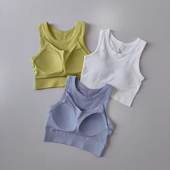 Sujetador Deportivo Para Mujer De Alta Resistencia Con Estilo De Top De Encaje Espalda Hollow Shockproof Fitness Yoga Gimnasio Nylon Transpirable - 1