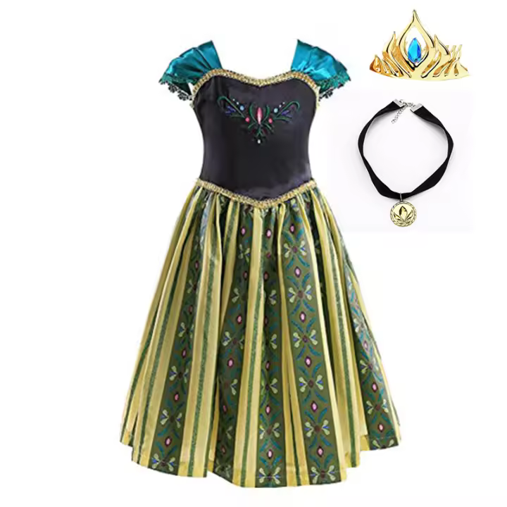 Vestido De Princesa Elsa De Halloween Para Niñas Disfraz De Reina De Hielo Anna Coronación Elegante Vestido De Fiesta Cumpleaños - 1