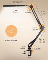 Lámpara De Escritorio LED Plegable Con Palanca Larga Y Ajustable En 3 Colores Luz De Mesa Para Lectura Y Computadoras - details 4