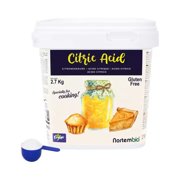 NORTEMBIO Ácido Cítrico Alimentario 100% Puro 2.7Kg | Apto para vegetarianos, veganos y celíacos | E-Book Incluido - 1