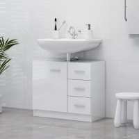 vidaXL Armario para lavabo contrachapada 63x30x54 cm en color Gris hormigón/Madera antigua/Blanco y más | almacenamiento funcional diseño moderno para baño dormitorio sala - details 3