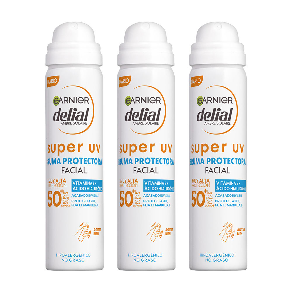 GARNIER | Delial SUPER UV FPS50+ Bruma Protectora Facial con Textura Invisible - 3X75ML