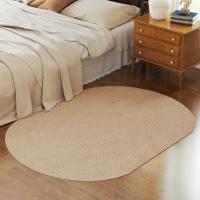 HOMCOM Alfombra Salón Ovalado 170x120 cm Alfombra Lavable en Lavadora Tejido a Mano Estilo Rústico Tapete para Sala de Estar Dormitorio Comedor Exterior Beige - details 1