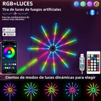 Tira De LED RGBIC Colorida Con Control De Voz Bluetooth Y Tiempo LED Decorativo Para Ambiente Con Efecto De Fuegos Artificiales Y Reproducción De Música - details 14