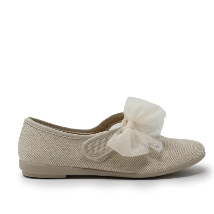 Zapatos vestir niña VULLADI 1414 CRUDO BAILARINA CRUZO LAZO TUL 35369 25V - 1