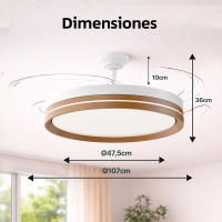 IOTOSTARK Ventilador de Techo con Luz LED Retráctil 106cm, 4 Aspas, Control por APP y Mando a Distancia, Potencia Total 66W, Temporizador, 6 Velocidades, 3 Temperaturas de Luz, Función Verano-Invierno, Silencioso, Negro IOTOSTARK-leduni - details 4