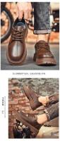 Botas De Cuero Impermeables Para Hombre Botines De Moda Casual Para Otoño Y Primavera Zapatos De Deporte De Media Calf High Para Senderismo Exterior - details 19