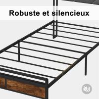 Cama 90x200 cm con estructura metálica, cabecero con estante, LED RGB, USB, USB-C y acabado madera oscuro - details 3