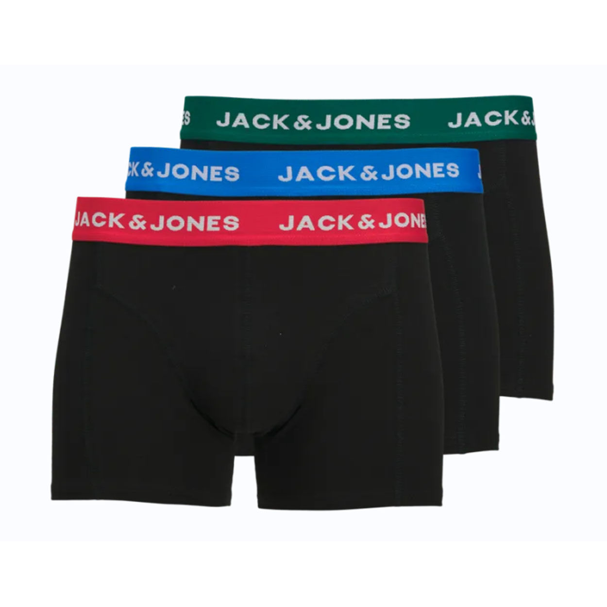 Jack & Jones Hombre Pack 3 Boxer calzoncillos ropa Interior Composición 95% Algodón y 5% poliester , cintura elástica , suaves