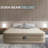 INTEX - Colchón hinchable doble Deluxe Ultra Plus 152x203x46 cm, para 2 personas, máximo 272 kg, cama hinchable para interior, PVC laminado, resistente a pinchazos, incluye hinchador eléctrico, bolsa de transporte - details 1