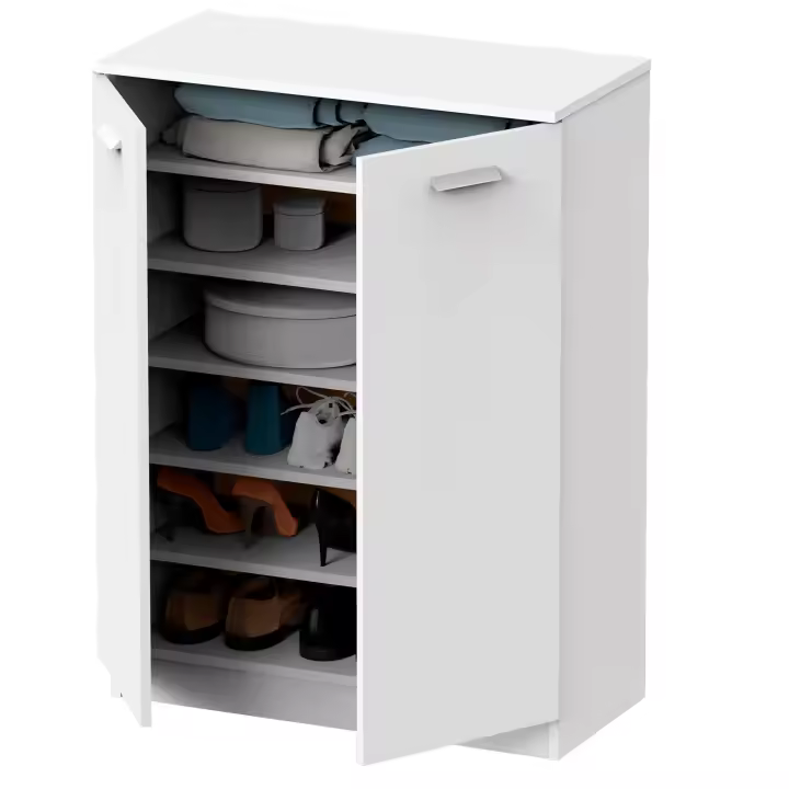 Briebe Nova Armario Dormitorio, Multiusos, Baño, Mueble Cocina, Zapatero 2 Puertas 5 Estantes101x74x36 cm, , Blanco - 1