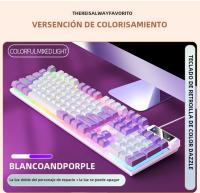 Teclado Gaming K500 Con Keycaps Blanco Y Rosa Mezclados 104 Teclas Cableado Para Laptop PC Estilo Mécanico Interfaz USB - details 8