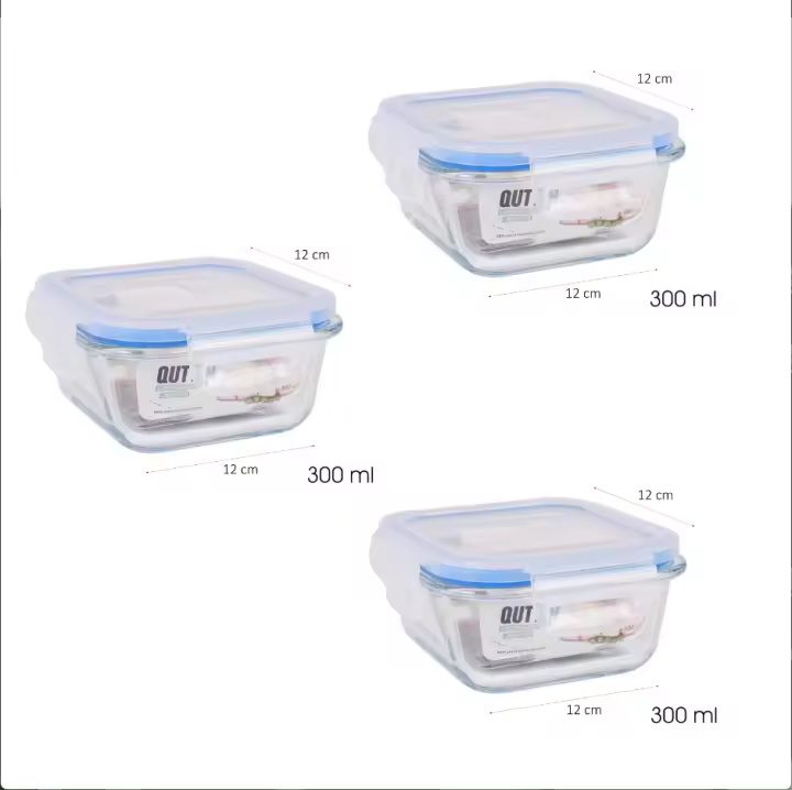 Set de 3 y 4 Recipientes Herméticos de Vidrio Borosilicato - Fiambreras Rectangulares, Cuadradas y Redondas - 375cc a 1500cc - Válvula para Microondas - Apto Horno, Microondas, Lavavajillas y Congelador - Resistente a Altas y Bajas Temperaturas - 1