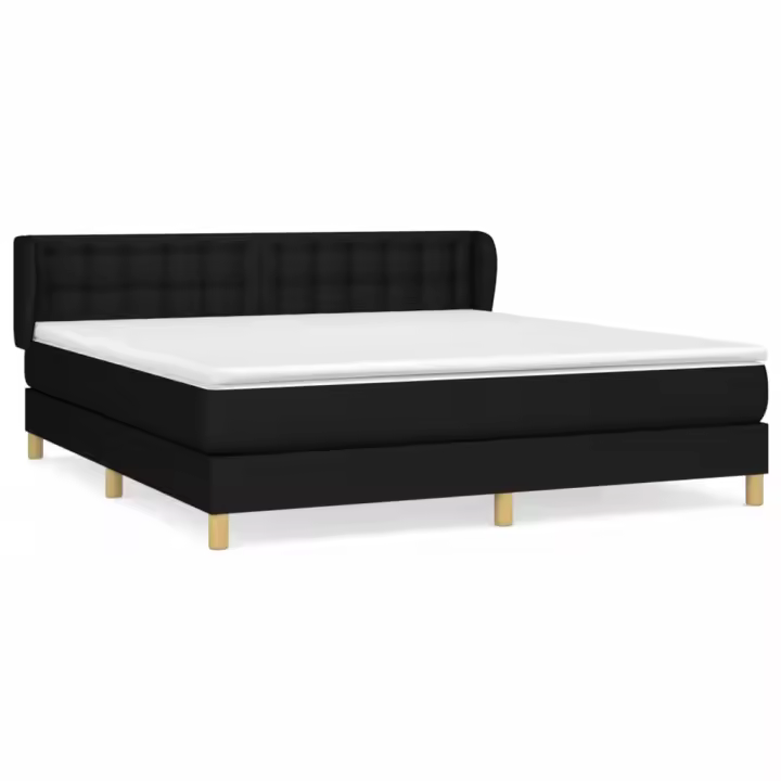 vidaXL Cama box spring con colchón tela negro 160x200 cm - 1
