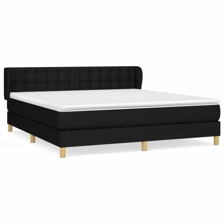 vidaXL Cama box spring con colchón tela negro 160x200 cm - 1