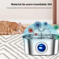 Fuente Automática De Agua Para Gatos Y Perros 108oz/3.2L Con Bomba Silenciosa Y Luz LED Acero Inoxidable Dispensador De Agua Para Mascotas - details 0