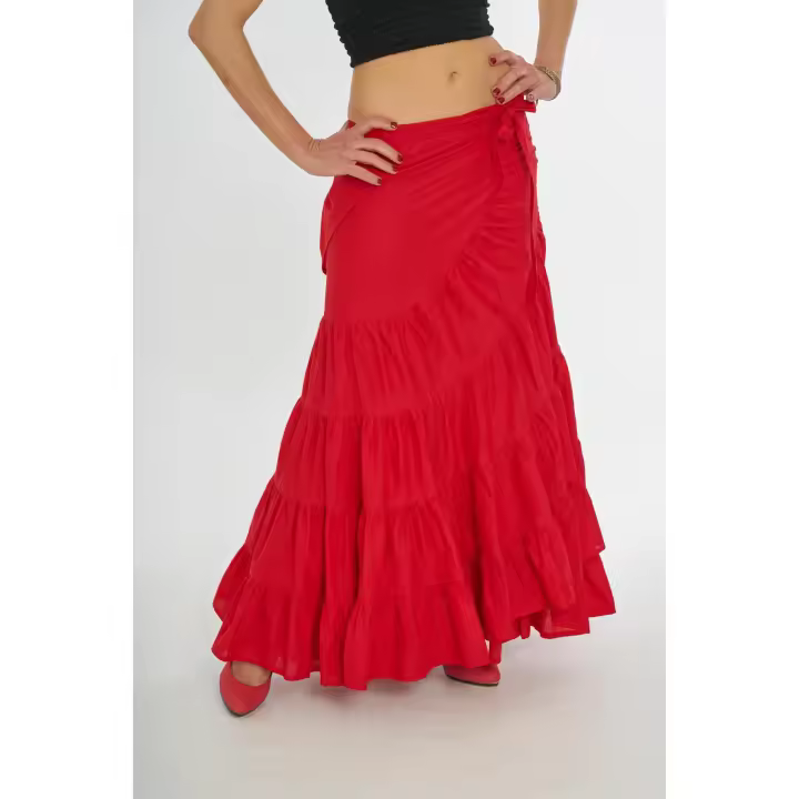 Falda Larga de Flamenco Envolvente de Algodón Natural con Volantes y Talla única. La falda ANOUSHKA es elegante y original. - 1