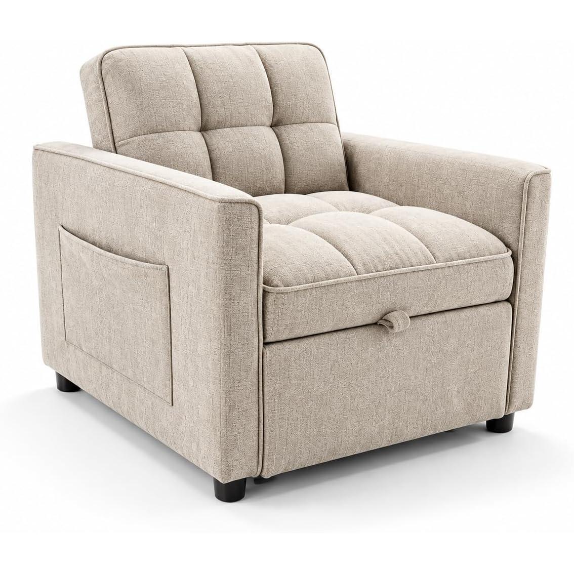 DUPI Sillón Cama AVIS de 75x90x80 cm | Sillón Convertible en Cama de 60x172 cm | 1 Plaza | Gris