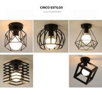 Lámpara De Techo Vintage E27 En Metal Negro Para Pasillo Foyer Aisle Iluminación Interior De Cages Para Hogar Sin Control Inteligente - details 2